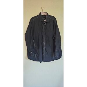 Steven by Steven Land Mens 4XL Black Contrast Stitch Button Down Shirt